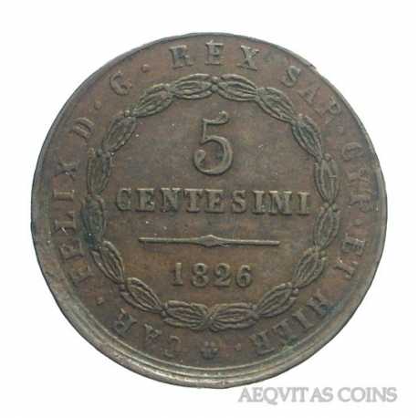 Carlo Felice - 5 Cent 1826 G