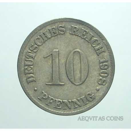 Germany - 10 Pfennig 1908 D